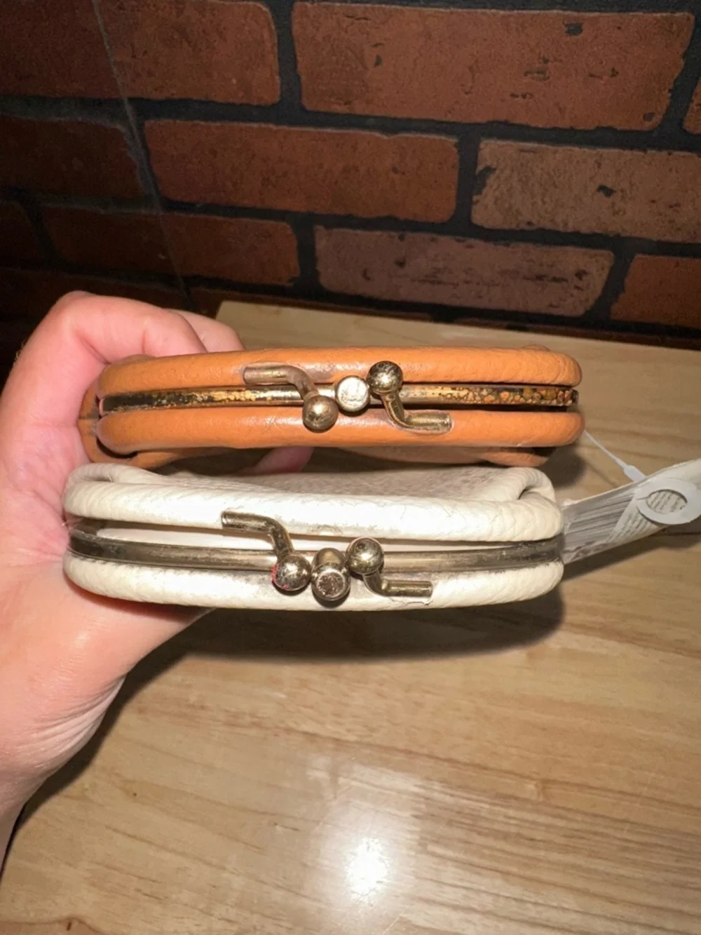 Vintage Vegan leather kiss lock coin purse set